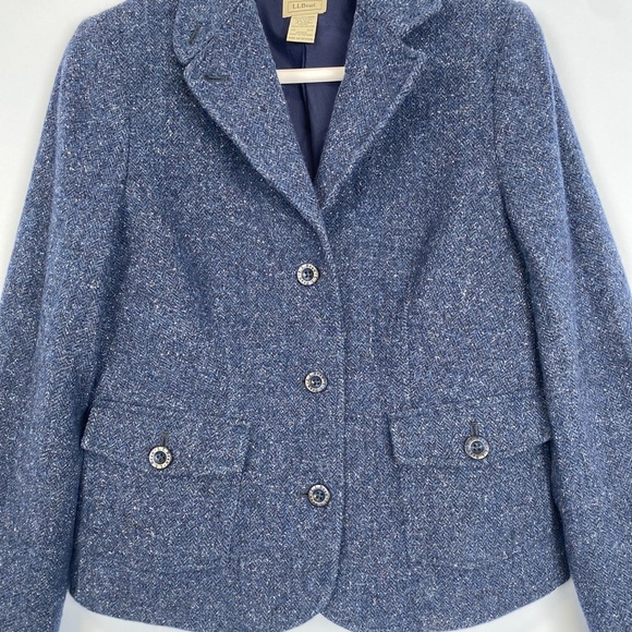 LL Bean Wool Silk Blazer Women XS Blue Academia Classic Timeless Career Polished - Picture 4 of 14